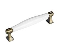 SO-TECH® Marie BA - Poignée de meuble - En porcelaine - Blanche - Aspect laiton vieilli - 128 mm