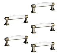 SO-TECH® SET de 5 x Poignée en Porcelaine MARIE Poignée Finition en Laiton Vieilli Entraxe 96 mm