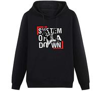 SOAD System Band Down Long Sleeve Hoody Sweatershirt Pullover for Men Unisex Hoodie Black XXXL