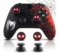 SoAegis Kit de revêtement antidérapant pour manette de Xbox Series S/X avec 2 coques de pouce et 2 bases surélevées, coque de manette en silicone avec poignée texturée