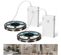 SOAIY 2M Ruban LED à Piles avec Détecteur de Mouvement Blanc Froid (2 Pack)