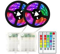 SOAIY 2Pcs Bandes LED RGB 2m, 16 Couleurs, 4 Modes d'éclairage et 4 Minuteries avec Télécommande, Éclairage d'armoire pour Décoration TV, Cuisine, Lit