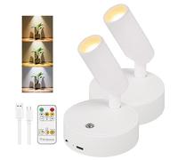 SOAIY 2Pcs Projecteur Mural LED Sans Fil, Lampe Intérieur Rechargeable USB-C 3000mAh, Télécommande, Minuterie, 3 Couleurs, Orientable et Magnétique - Éclairage d'Ambiance pour Salon, Chambre, Couloir