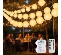 SOAIY Guirlande Lampions LED 8m 20 Lanternes, Alimentation Batterie, Télécommande & Minuterie, 8 Modes Éclairage, Étanche pour Balcon, Jardin, Terrasse, Fêtes, Décoration Magique Extérieure