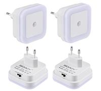 SOAIY Lot de 4 LED Veilleuse avec détecteur de mouvement Capteur crépusculaire Auto/Prise On/Off économie d'énergie Lumière Capteur PIR Lampe d'orientation Blanc Chaud Escalier…