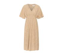 Soaked in Luxury - Robe Brodée avec Col en V et Taille Élastique - Femme - Robes - Beige - Taille: 42 FR