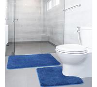 SOANNY Lot de 2 Tapis de Bain antidérapants en Microfibre épaisse, 50 x 80 cm et 50 x 50 cm, Tapis de Douche et Tapis de Bain, Bleu, absorbants, lavables en Machine