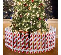 Soaoo 36 Pcs Christmas Tree Gate Christmas Tree Fences Decoration Candy Cane Picket Fence Cat Proof Indoor Garden Decoration Fence for Holiday Party Home Decor (Red,White,Classic Style)