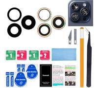 Soaosdr Lot de 2 lentilles de rechange d'origine pour appareil photo arrière pour iPhone 15 Pro 6,1" avec adhésif pré-installé, kit d'outils de réparation, manuel d'installation (français non garanti)