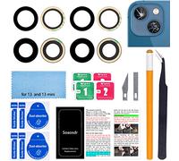 Soaosdr Lot de 2 verres de rechange pour iPhone 13 6,1" et iPhone 13 Mini 5,4" avec adhésif pré-installé + kit d'outils de réparation + manuel d'installation (français non garanti)