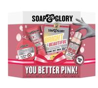 Soap and Glory You Better Pink! Mini coffret cadeau | Soin corporel luxueux avec gel douche, beurre et gommage + masque en tissu stimulant l'éclat | Cadeau d'anniversaire parfait pour les amateurs de