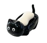 Soap Dish - Decorative Cat Design Bar Soap Holder with Drainage Tray | Bathroom Storage Organizer Box with Cute Animal Shape & Non Slip Base for Shower Sink Vanity Travel Home Accessories