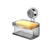 Soap Dish Shower, Wall Mounted Tray, 5.31x5.59 inches, Self Draining Sponge Organizer, Toilet Travel Sink Laundry Dorm Bathtub Bathroom Accessories for Space Saving and Easy Cleaning