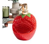 Soap Dispenser, 20 Oz Strawberry Shape Ceramic Lotion Bottle, Refillable Bathroom Hand Soap Dispenser with Sponge Holder for Kitchen Vanity Countertop Shower Dish Sink Use Decorative Soaps Storage
