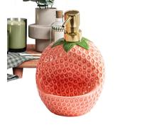 Soap Dispenser, 20 Oz Strawberry Shape Ceramic Lotion Bottle, Refillable Bathroom Hand Soap Dispenser with Sponge Holder for Kitchen Vanity Countertop Shower Dish Sink Use Decorative Soaps Storage