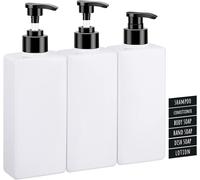 Soap Dispenser,3 X 400 Ml Empty Pump Bottle,Refillable Lotion Plastic Shampoo Bottle,Shower Gel Dispenser For Bath,Kitchen,Hotel-White