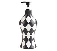 Soap Dispenser - Liquid Dispenser - Checkered Soap Container - Refillable Liquid Detergent Container With Pump - Vintage Checkered Bottle For Kitchen, Bathroom Sink, Shower, Home & Commercial