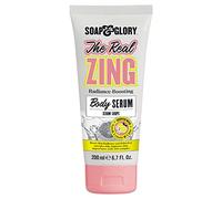 Soap & Glory The Real Zing Sérum corporel - Hydratant corporel stimulant l'éclat avec complexe de fruits AHA - Hydratant éclaircissant parfumé aux agrumes pour peaux sèches (200 ml)