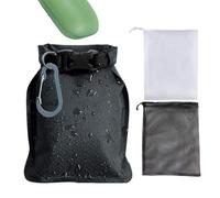 Soap Saver Bag | Nylon Waterproof 5.1 X 1.6 X 6.7 In Leak-Proof Mesh Storage Bag | Body Wash Soap Holder With 2 Net Pouches For Travel Camping Gym Swimming | Vacation Holiday Bathing Accessory, Noir