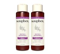 Soapbox Biotin & Superfruit Lot de 2 shampooings et après-shampoing végétaliens au collagène, aloe et beurre de karité, sans sulfate, sans paraben et silicone, sans danger pour les couleurs et