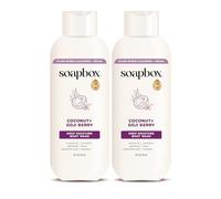 Soapbox Lot de 2 flacons de savon liquide pour le corps, noix de coco et baies de Goji, savon hydratant au beurre de karité, double végétalien, 591 ml chacun