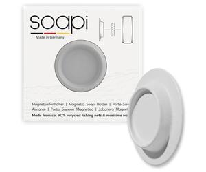 Soapi® Gris - Porte-Savon Aimanté Ecologique | Design & Fixation Puissante sans Perçage ni Ventouse | Fabriqué en Allemagne | Fait à partir de Déchets Maritimes et de Filets de Pêche Recyclés