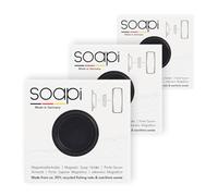 Soapi Lot de 3 porte-savon magnétiques flottants à coller - Noir - Support mural magnétique pour savon - Porte-savon magnétique sans perçage/ventouse