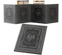 Soar Forge Écran DM pour DND avec 4 Panneaux Plus Larges - Poches GM Transparentes - en Similicuir gaufré avec nœud Celtique et Dragon pour D&D 5e et Plus Encore