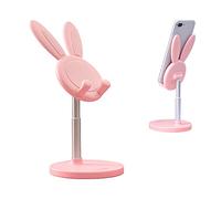 SOARCHICK Support de téléphone pour bureau en forme de lapin mignon, hauteur réglable, support de téléphone portable compatible avec iPhone, iPad, tablettes, Kindle, Switch, smartphones (Rose)