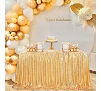 SoarDream Nappe rectangulaire à Paillettes dorées de 228 x 335 cm, sans Couture, pour décoration de fête de Mariage, d'anniversaire