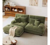 SoarFlash Canapé L modulable 2 Places Salon Moderne, canapé Nuage en Tissu Chenille avec accoudoirs, Vert, 145×220 cm