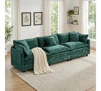 SoarFlash Canapé Moderne avec accoudoirs, revêtement en Chenille, Coussins doublement rembourrés, adapté pour Salon/Chambre à Coucher/Appartement, canapé 3 Places, Vert foncé