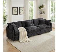 SoarFlash Canapé Moderne avec accoudoirs, revêtement en Chenille, Coussins doublement rembourrés, adapté pour Salon/Chambre à Coucher/Appartement, canapé 3 Places, Noir