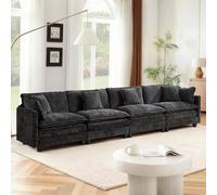 SoarFlash Canapé Moderne avec accoudoirs, revêtement en Chenille, Coussins doublement rembourrés, adapté pour Salon/Chambre à Coucher/Appartement, canapé 4 Places, Noir