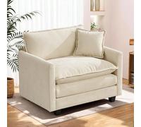 SoarFlash Canapé Moderne avec accoudoirs, revêtement en Chenille, Coussins doublement rembourrés, adapté pour Salon/Chambre à Coucher/Appartement, 1 Place, Beige