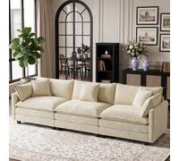 SoarFlash Canapé Moderne avec accoudoirs, revêtement en Chenille, Coussins doublement rembourrés, adapté pour Salon/Chambre à Coucher/Appartement, canapé 3 Places, Beige