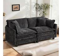 SoarFlash Canapé Moderne avec accoudoirs, revêtement en Chenille, Coussins doublement rembourrés, adapté pour Salon/Chambre à Coucher/Appartement, canapé 2 Places, Noir