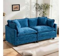 SoarFlash Canapé modulable 2 Places 198 cm, Chenille Bleue, Double Coussins