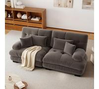 SoarFlash Canapé modulable 2 Places Salon Moderne, canapé Nuage en Tissu Chenille avec accoudoirs, Marron, 77×220 cm