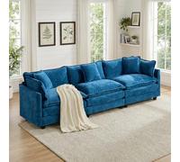 SoarFlash Canapé modulable 3 Places 289 cm, Chenille Bleue, Double Coussins