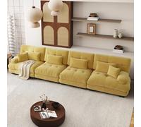 SoarFlash Canapé modulable 4 Places Salon Moderne, canapé Nuage en Tissu Chenille avec accoudoirs, Jaune, 77×406 cm