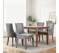 SoarFlash Ensemble de 4 chaises de Salle à Manger tapissées, Velours Nuage avec Garniture à têtes de Clou, Pieds en Bois incurvés élégants dégradés, adaptées à Cuisine et Salle à Manger, Gris