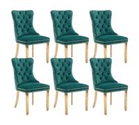 SoarFlash Ensemble de 6 chaises de Salle à Manger en Velours, Chaise tapissée capitonnée avec Bordure en Clous de cuivre, Jambes en Métal plaqué Or pour Cuisine, Vert