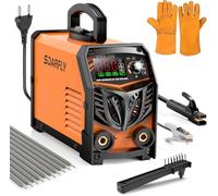 SOARFLY Soudeuse à bâton 250 A, machine de soudage à l'arc double tension 110 V/220 V, soudeur inverseur IGBT portable avec affichage numérique, démarrage à chaud, force d'arc, anti-adhésif et 10