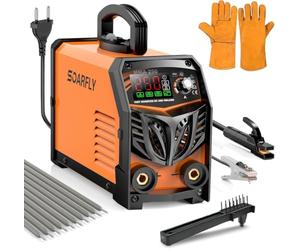 SOARFLY Soudeuse à bâton 250 A, machine de soudage à l'arc double tension 110 V/220 V, soudeur inverseur IGBT portable avec affichage numérique, démarrage à chaud, force d'arc, anti-adhésif et 10