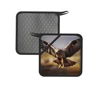 Soaring Snake Vulture Lot de 2 tapis carrés anti-brûlure en silicone - Tapis d'isolation multifonction de 18 cm, adapté pour la cuisine, le barbecue, le thé, etc.