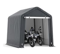 SOARS Abri de Jardin 195 X 240 X 214 CM, Tente Garage, Abri Vélo Extérieur avec Cadre en Métal et Couverture PE Résistante aux imtempéries, Piquets de Sol, pour Vélo, Moto, Bois, Outils, Gris