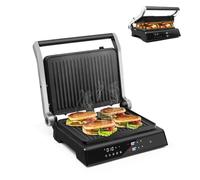 SOARS Appareil Croque Monsieur 3 en 1 1800-2000W, Machine à Panini | 5 Modes de Cuisson Auto 200-230℃, Angle d'Ouverture à 180°, Plaque Grill Amovible et Lavable, Minuterie 0-4H, Noir