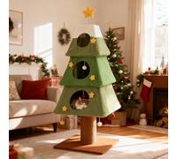 SOARS Arbre à Chat Noël de 162 cm de Haut, avec Maison à Quatre Plateformes en Peluche, Grotte, Poteau à Griffer, Plateforme et Balle, Tour pour Chat, en Forme de Tour de Sapin de Noël