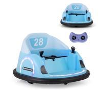 SOARS Auto Tamponneuse Enfant 12V, Voiture Enfant Électrique Rotatif à 360°, avec Télécommande 2,4G, 2 Modes de Contrôle, Klaxon & Musique, Charge 25 KG, pour Garçons & Filles 18 Mois+ (Bleu)